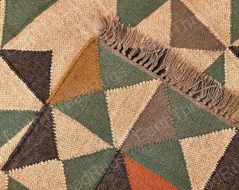 Tappeto in lana e juta tessuto a mano: tappeto Kilim Boho - Tappeti per soggiorno, camera da letto, cucina - Tappeto Kilim Navajo multicolore di grandi dimensioni - Tappeto passatoia per scale