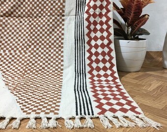 Handmade Lightweight Block Print Sofa Cotton Throw : Livingroom - Home decor - Sofa Decor - Vintage Cotton Blanket Throws Rug