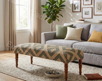 Panchine Kilim, Poggiapiedi fatti a mano, Panchina decorativa imbottita, Arredamento in stile rustico, Mobili boho chic, Panchina Kilim turca