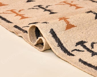 Tappeto in lana e juta tessuto a mano: tappeto Kilim geometrico - Tappeti per soggiorno, camera da letto, cucina, corridoio, ingresso - Tappeto per scale in stile boho