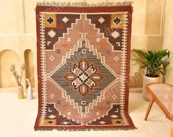 Tappeto passatoia in lana e iuta, tappeto kilim tessuto a mano, tappeto boho per corridoio, tappeto passatoia per ingresso, tappeto in stile sud-occidentale
