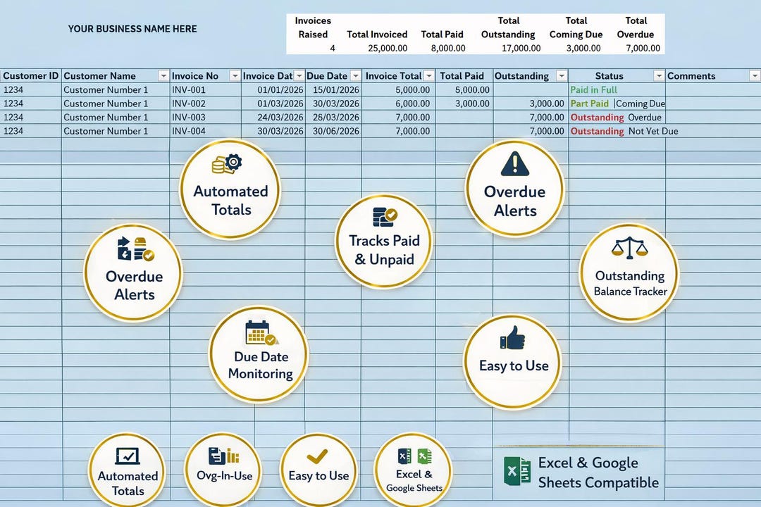 Sales Invoice Tracker - Unprotected - Etsy