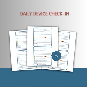 Daily Device Check-In Cards | Kids Screen Time Reflection | Digital Parenting Tool | Ages 5-12
