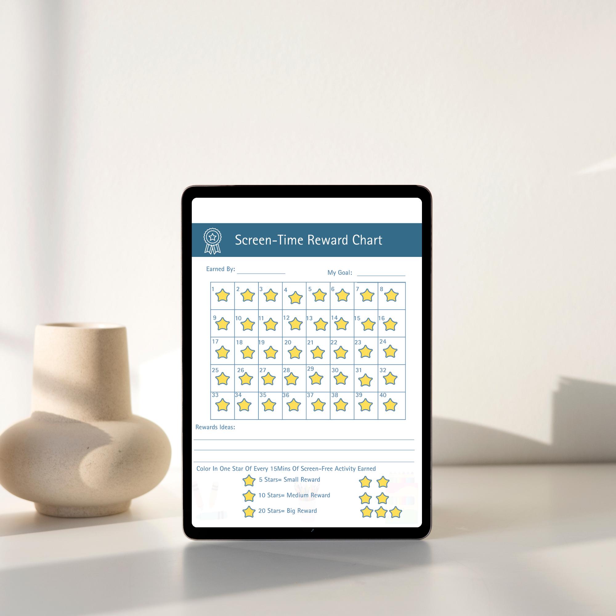 Screen-time Reward Chart | Printable Behavior Chart | Earn Screen Time ...