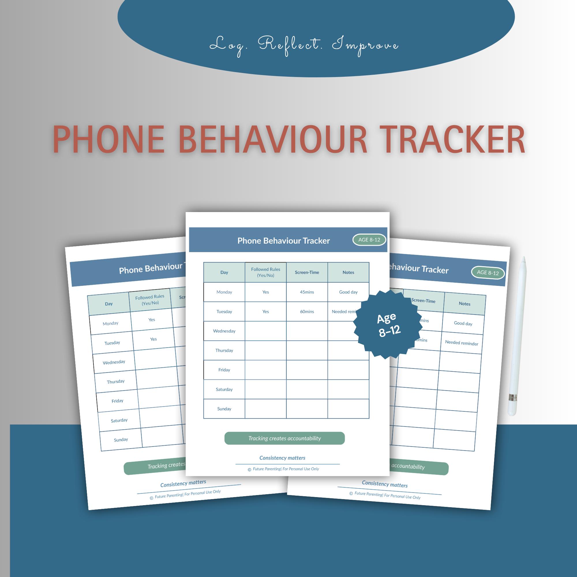 Phone Behavior Tracker | Printable Tracker | Weekly Phone Habits ...
