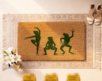 Dancing Frogs Doormat, Funny Frog Welcome Mat, Front Door Decor, Nature Inspired Entryway Gift
