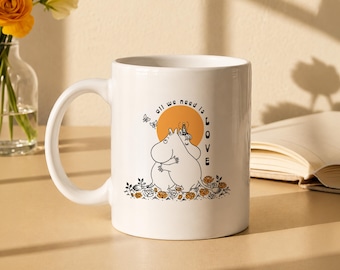 Moomin Love Mug, Couple Coffee Cup, Cozy Friendship Gift