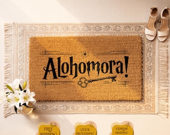 Alohomora Magic Spell Doormat, Wizard Inspired Welcome Mat, Fantasy Entryway Decor