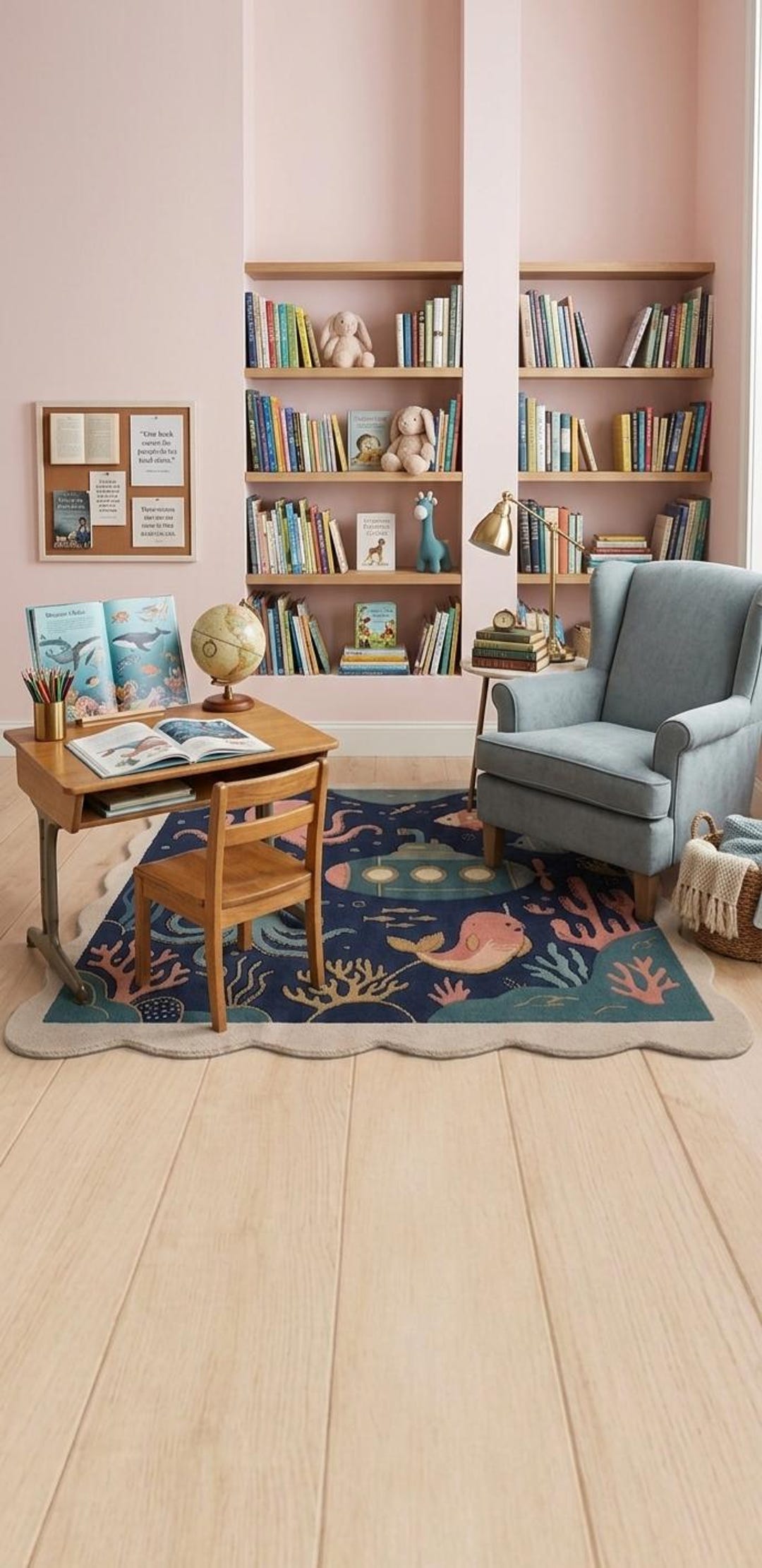 Ocean Theme Kids Rug – Underwater Cartoon Area Rug for Girls Bedroom ...