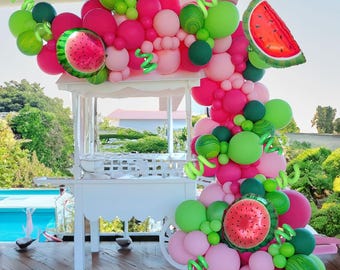 Watermelon Balloon Arch Kit Summer Fruit Party Decor One in a Melon Birthday Set
