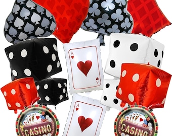 Casino Dice Poker Balloon Set 14PCS Vegas Game Night Birthday Party Decor