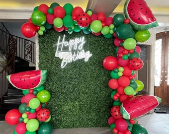 Watermelon Balloon Arch Kit 145PCS Summer Party Decor One in a Melon Birthday Set