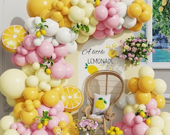 Lemon Balloon Arch Kit Pink Yellow Bridal Shower Bachelorette Birthday Decor