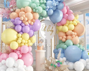 412PCS Pastel Balloon Garland Arch Kit Macaron Rainbow Party Baby Shower Decor