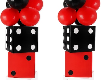 Casino Theme Party Decorations 54PCS Dice Boxes Poker Card Balloon Set Game Night Decor