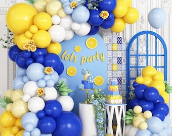 Blue Yellow Lemon Balloon Arch Kit 107PCS Summer Bridal Baby Shower Birthday Decor
