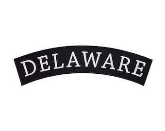 Delaware Top And Bottom Rocker Patch | Embroidered Style (Iron and Sew On) Hook & loop