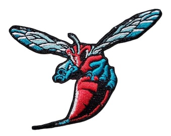 Hornet Embroidered Patch | Flying Insect, Wasp Design | Iron and Sew On Apparel Accessory