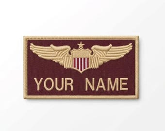 Custom Pilot Patch Embroidered | Personalized Name Badge | Military Style Patch