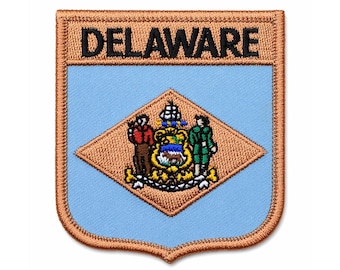 Embroidered Delaware State Flag Patch | USA Travel Emblem Iron and Sew On Hook & Loop