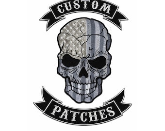 Skull Biker Patch Custom | Rocker Patch Set | Motorcycle Vest Patches