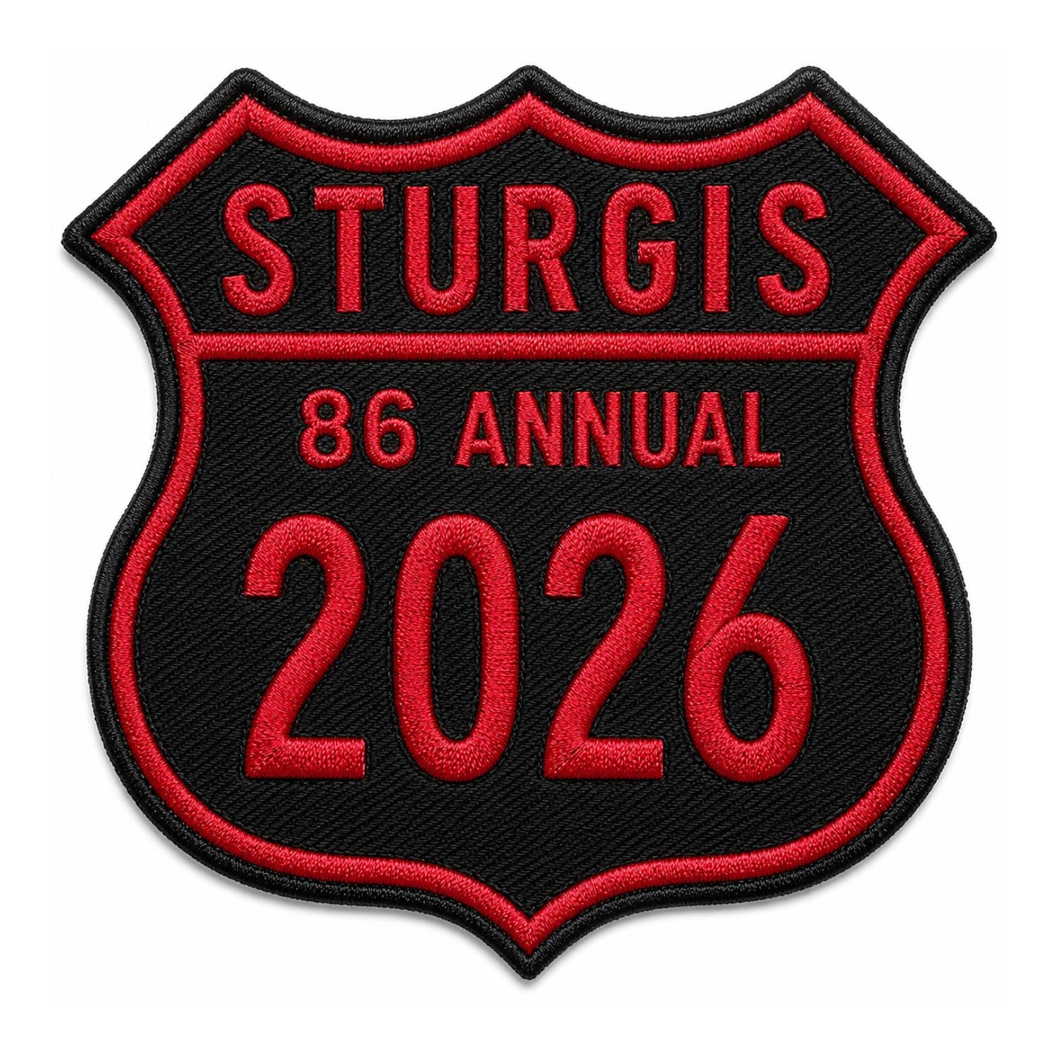 Sturgis 86 Annual 2026 Embroidered Patch Red Black Shield
