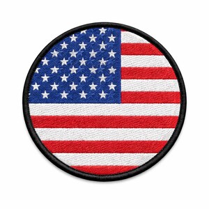 Parche redondo bordado con la bandera de EE. UU. para planchar.