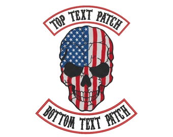 American Flag Skull Patch | Customizable Biker Emblem