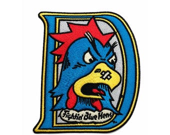 Angry Blue Hen Mascot Patch | Blue Hens Embroidered Iron and Sew On (Hook & loop)