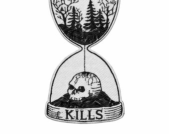 Time Kills Patch Hourglass Embroidered Gothic Iron On Badge