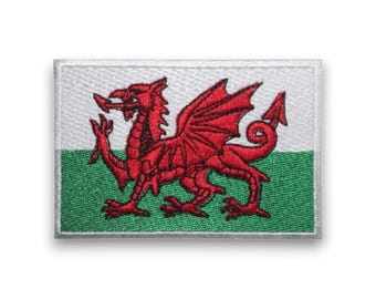 Embroidered Welsh Flag Patch | Red Dragon of Wales Heritage Badge Iron On Sew On