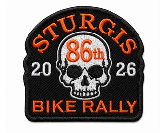 Sturgis 86th 2026 Bike Rally Embroidered Patch | Skull Motorcycle Biker Patch Iron/Sew On