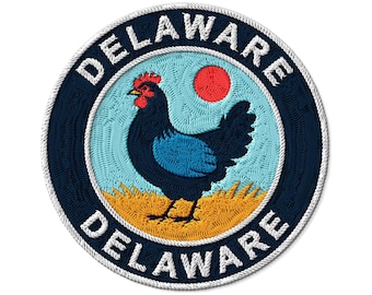 Delaware Rooster Patch | Customizable Embroidered State Patch Iron & Sew On