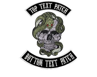 Snake Skull Patch | Customizable Biker Patch, Rebellion Design Iron & Sew On