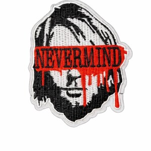 Nevermind Grunge Face Patch | Drip Text Embroidered Patch | Punk Jacket Patches