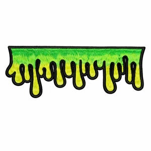 Slime Drip Patch Grönt droppande broderad stryk-på jacka hatt lapp