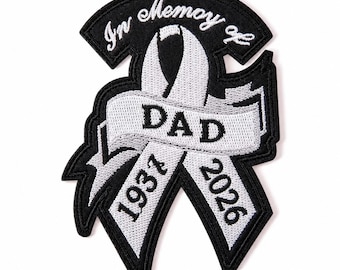 Custom Dad Memorial Ribbon Embroidered Patch | In Memory Of Tribute Jacket Vest Patch