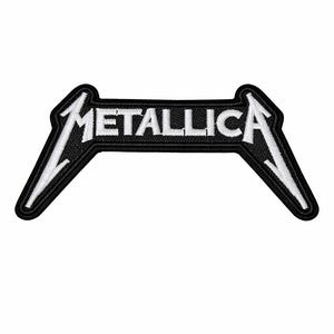 Geborduurde patch metallica-logo – opstrijkbare / opnaaiende rockband-badge, zwart-witte metalen patch
