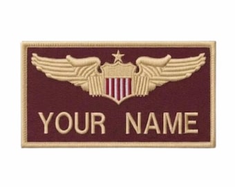Custom Pilot Patch Embroidered | Personalized Name Badge | Military Style Patch