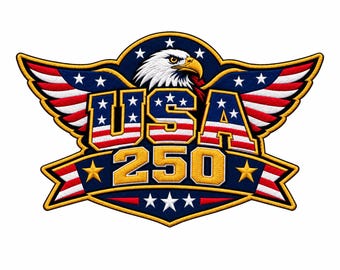 USA 250 Eagle Embroidered Patch Patriotic Anniversary Badge