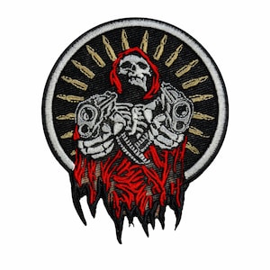 Grim Reaper Skull Patch Gothic Biker Embroidered Iron On Jacket
