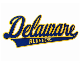 Delaware Blue Hens Script Patch | Embroidered Iron and Sew On Mascot Apparel