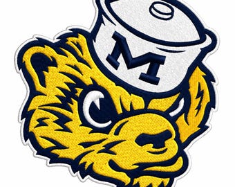 Michigan Wolverines Vintage Mascot Embroidered Patch | Maize Blue Badge