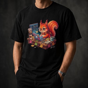 Comfort Colors 1717 Programmerare T-shirt, Rolig Kodningsekorre, Utvecklargåva, Geek Graphic Tee