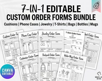 Editable Canva Order Forms Bundle, Small Business Invoice & Custom Order (Digital Download)