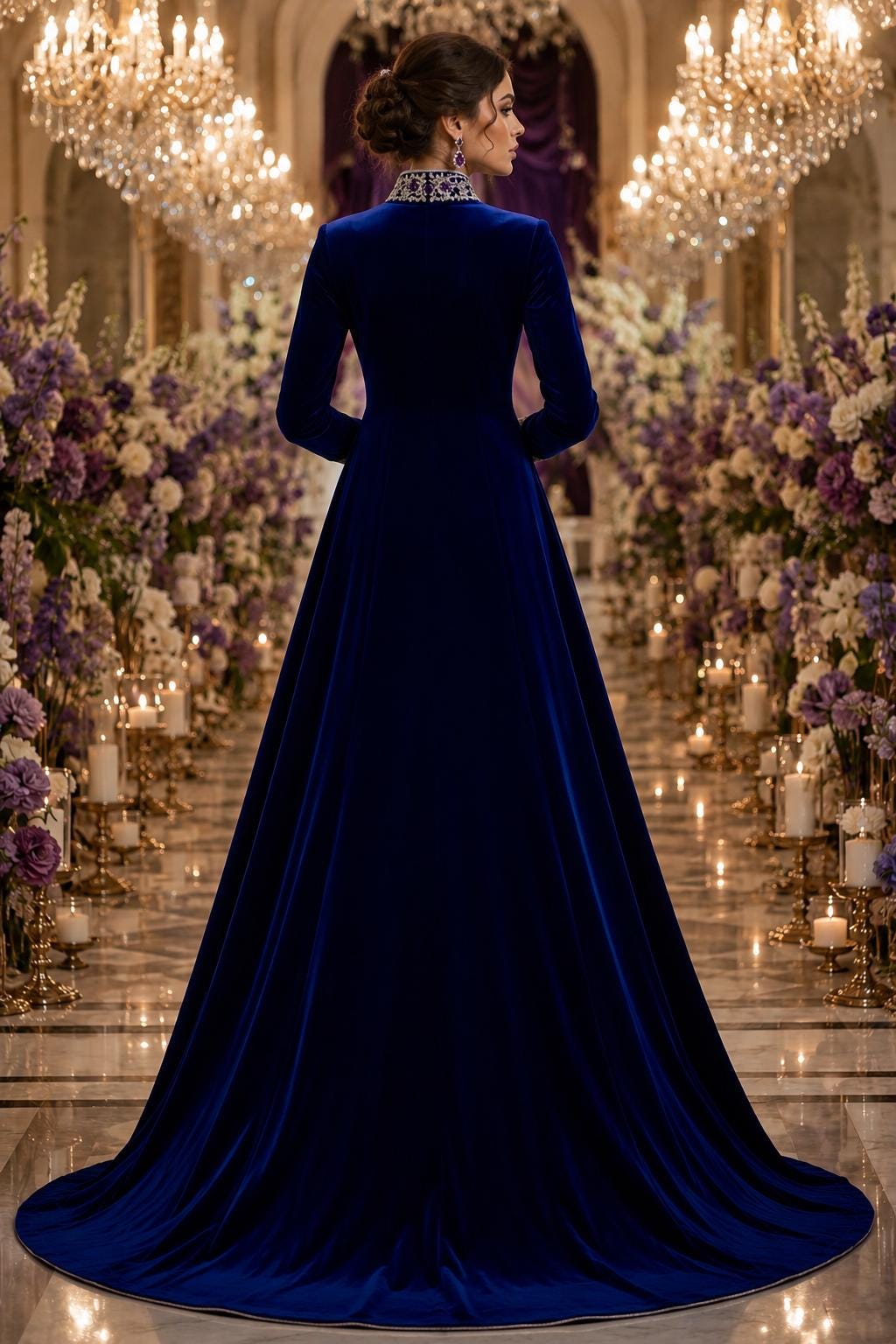 blue velvet dress design Royal Embroidered Crystal Gown fabric-type:95-polyester-5-elastane Zara Black Slip Dress Size:6'3