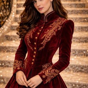 Gold Maroon Dress - Etsy
