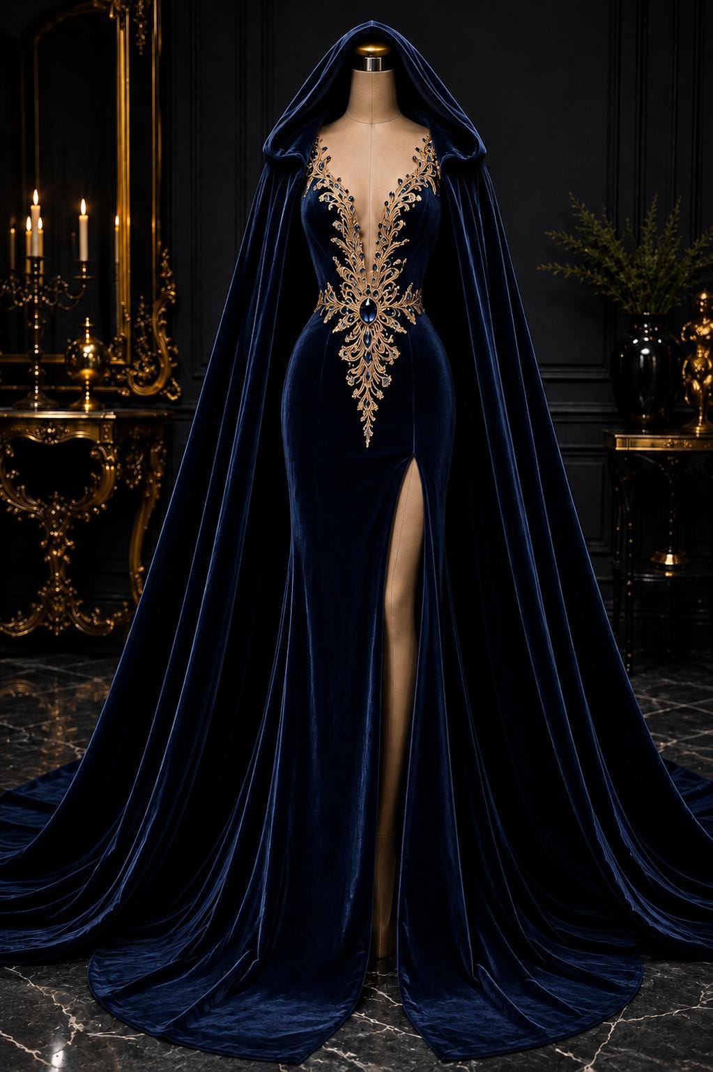 Hooded Velvet Dress
