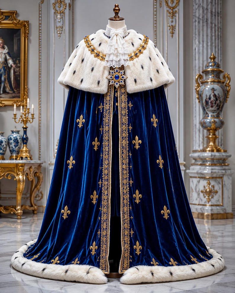 Velvet Cape Cloak 18th Century French Royal Coronation Robe – Blue ...