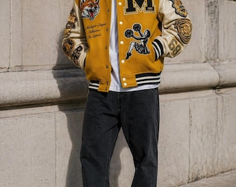 Varsity Letterman Jacket – Men's Custom Embroidered College Style Wool & Leather Jacket